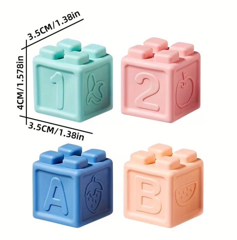 Cubos de silicona para bebés Bloques de construcción x16 - Imagen 4