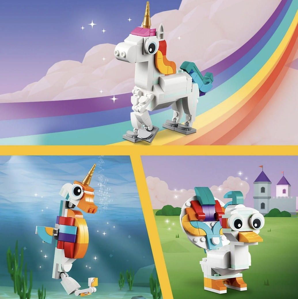 LEGO creator 3 en 1: Unicornio, pavo y caballito de mar - Imagen 4