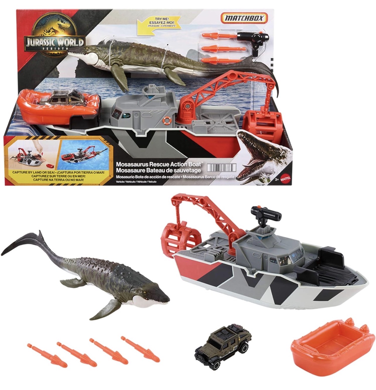 Barco de rescate de Mosasaurus con misiles y vehículos
