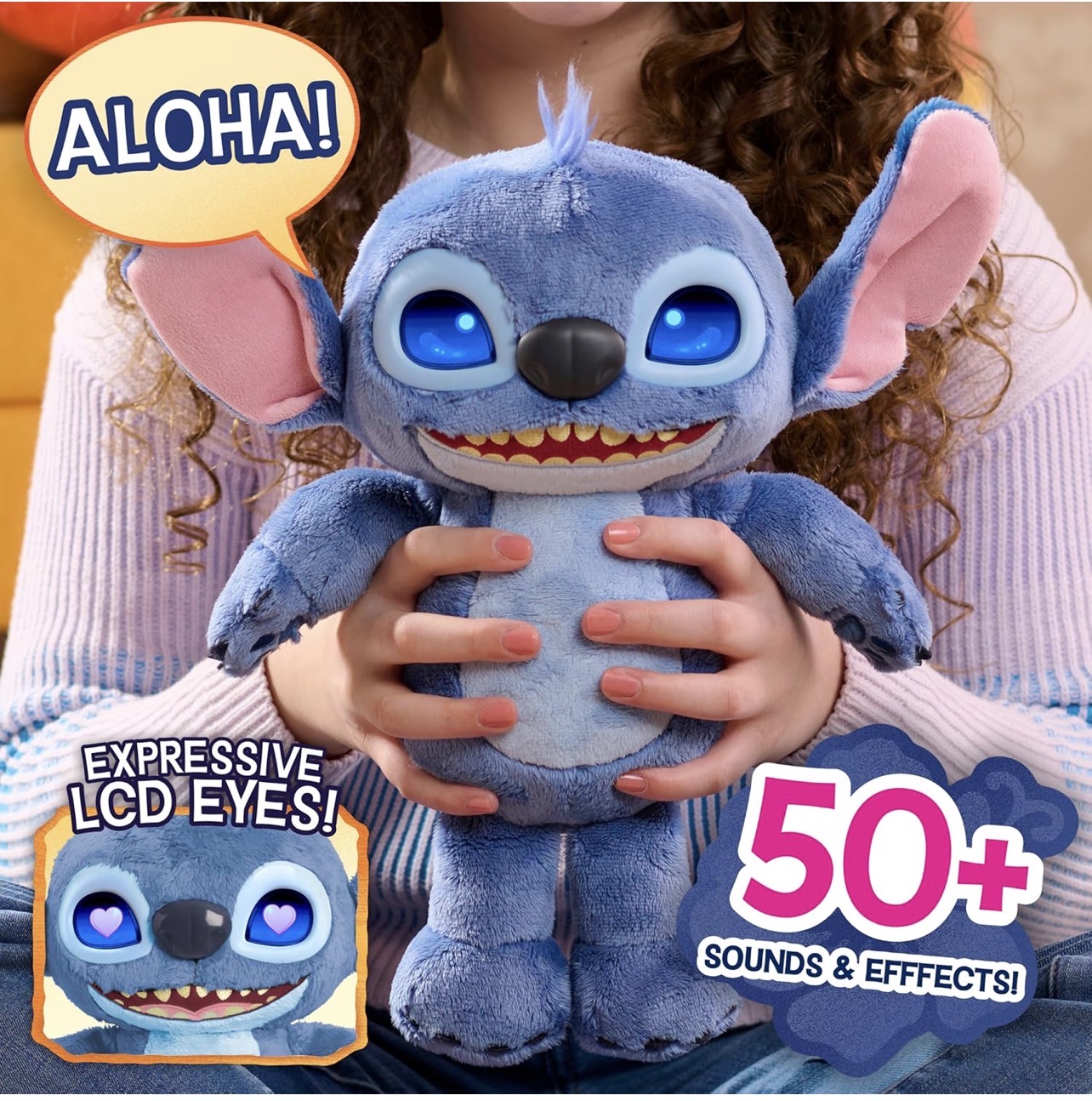 Stitch muñeco interactivo con 50 reacciones y sonidos. Ojos pantalla led - Imagen 4